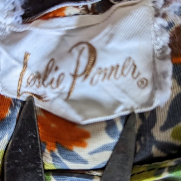 Vintage 70s Leslie Pomer Boho Funky Floral Short Sleeve Belted Day Dress - Picture 11 of 11